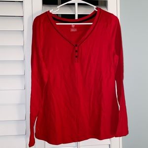 red sleep chic red long sleeve pajama shirt